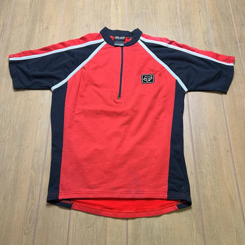 Fox Racing Premium Warm Cotton‎ Blend Red/Black Cycling Jersey Sz L Rare Vintage